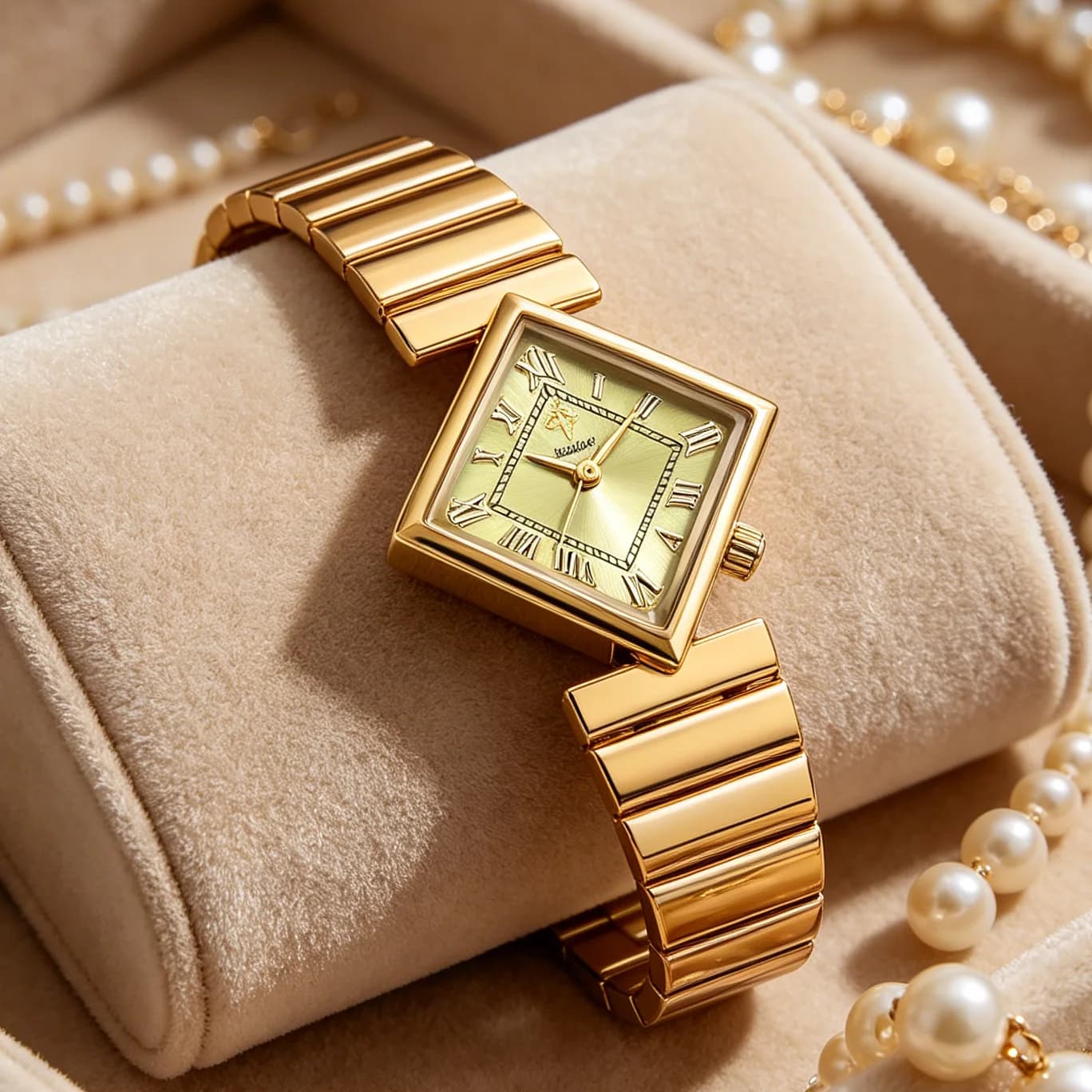 YaLaLuSi Mini Round Emerald Green Dial Gold Embossed Peanut Link Women Watch Thin Case Minimal Ladies Quartz Bracelet Dress Wristwatch