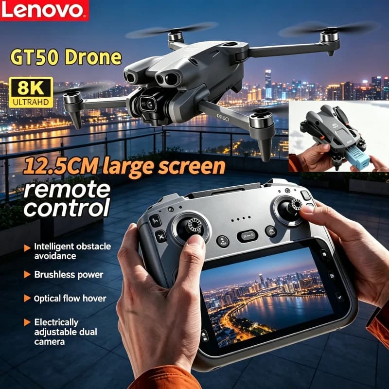 Lenovo GT50 Brushless Motor 8K Professional WIFI Aerial Photography Drone 360° Obstacle avoidance Foldable Quadcopter Dron Toys