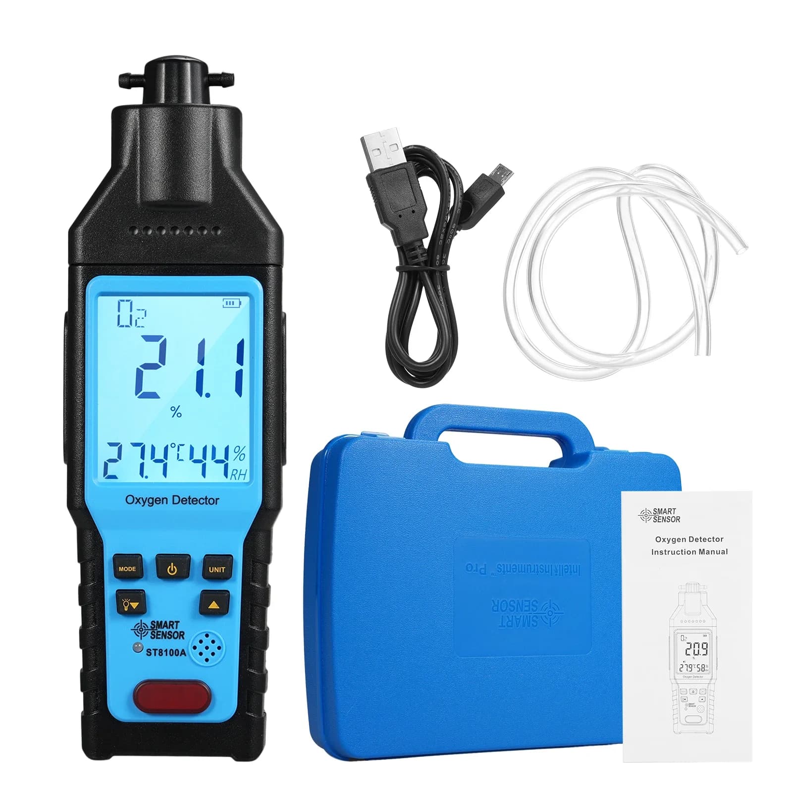 SENSORE Rilevatore di gas di ossigeno Tester di gas O2 portatile digitale Misuratore di ossigeno di precisione ricaricabile Misurazione della concentrazione di O2
