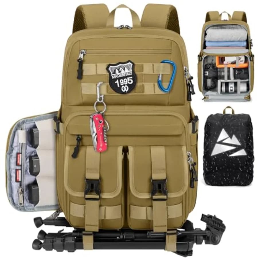 Zaino per Fotocamera DSLR/SLR/Mirrorless, Borsa per Fotografi, Zaino Tattico Impermeabile da 15,6 Pollici per Fotografia