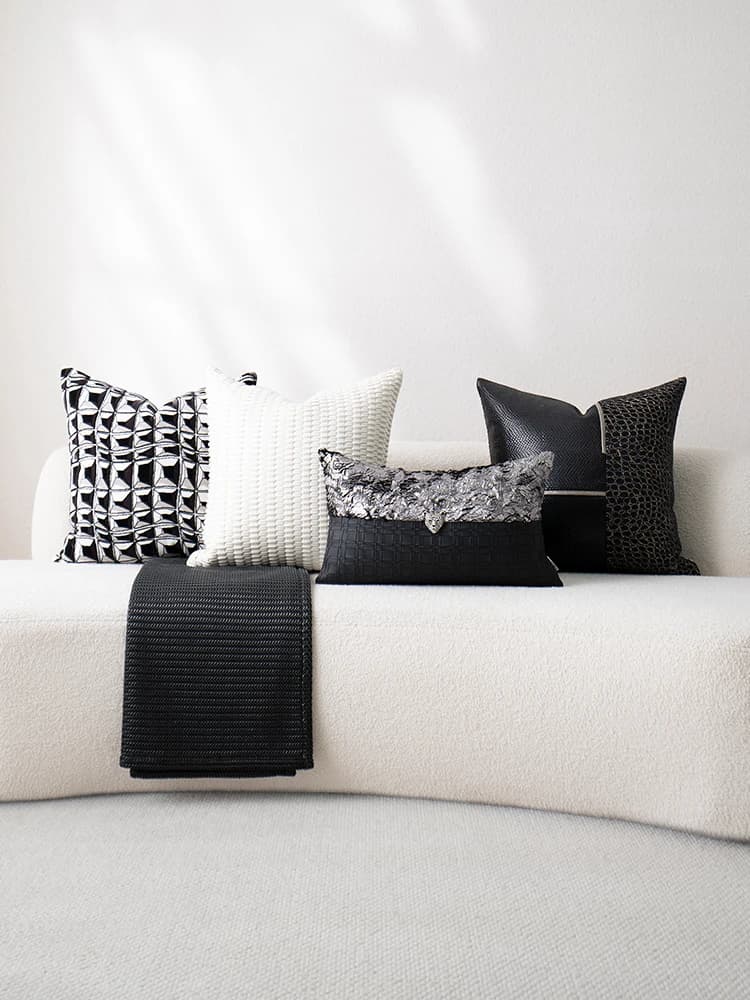 Living Room Sofa Pillow High End Waist Rest Hotel Model Room Pillow Cover Elegant Simple Style Square Cushion Cover