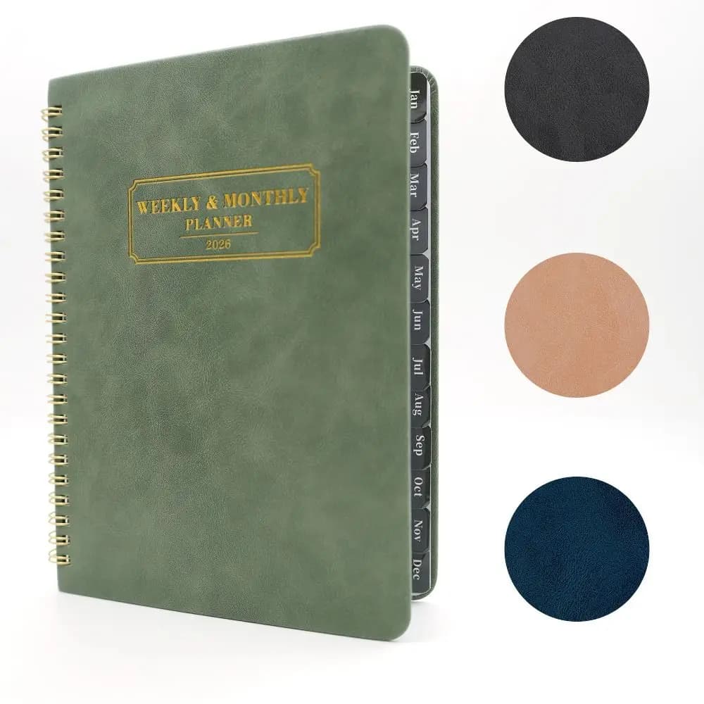 Spiral A5 Weekly Planner Strong Twin-Wire 2026-2027 Business Agenda Notebook Binding strap Monthly Tabs Monthly Calendar Planner