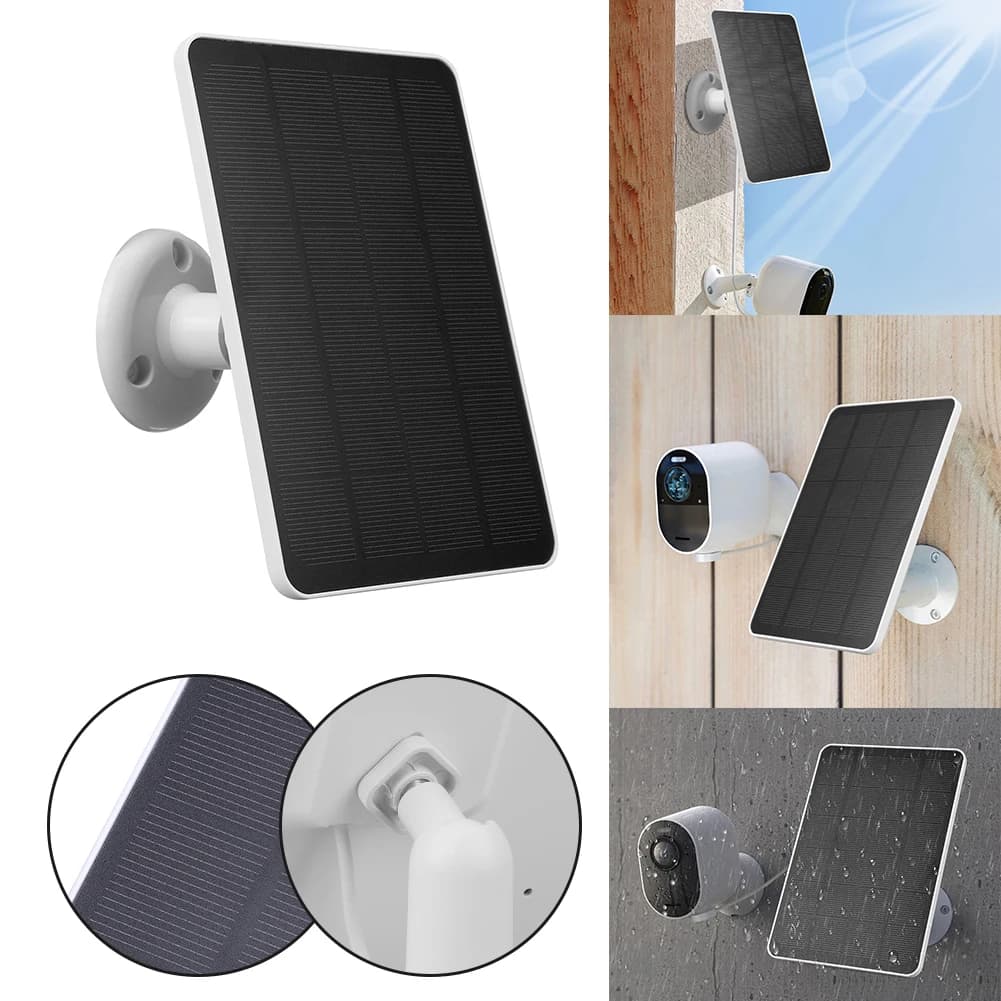Pannello Solare 4W/6W 5V con Supporto a Parete Regolabile e Cavo di Ricarica da 3m per Telecamera di Sicurezza Arlo Pro 5S/4/3 Floodlight