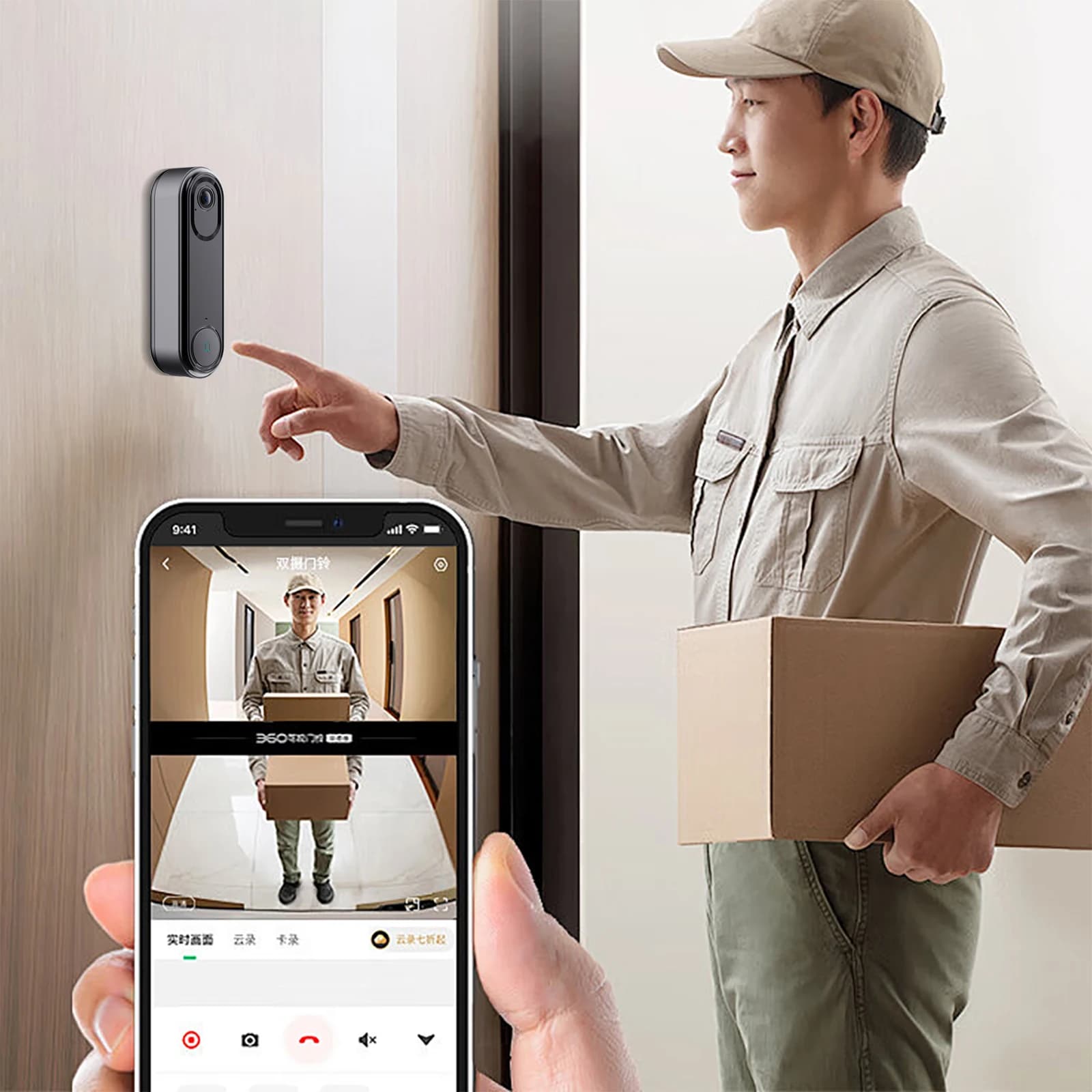Campanello Video WiFi con Telecamera, Audio Bidirezionale, Rilevamento Umano, Visione Notturna, Archiviazione Cloud e Chime