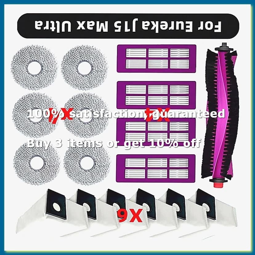 Compatible for J15 Max Ultra Spare Parts Accessories Main Brush HEPA Filter Mop Cloth Dust Bag-A009
