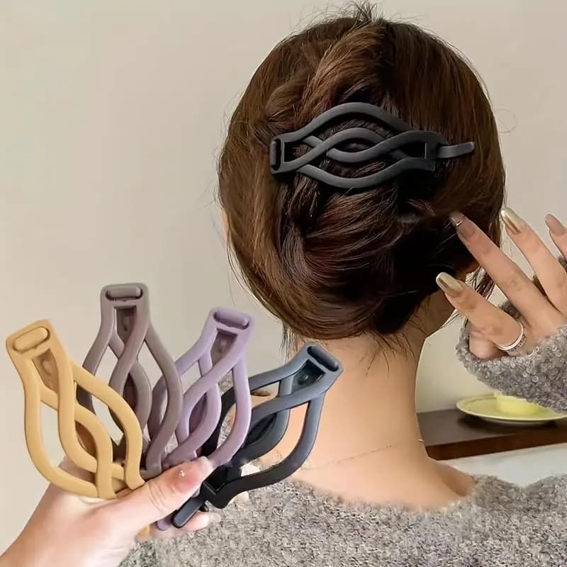 4 fermagli per capelli rotondi piatti francesi, fibbia antiscivolo intrecciata vintage per capelli spessi e sottili, donne e ragazze