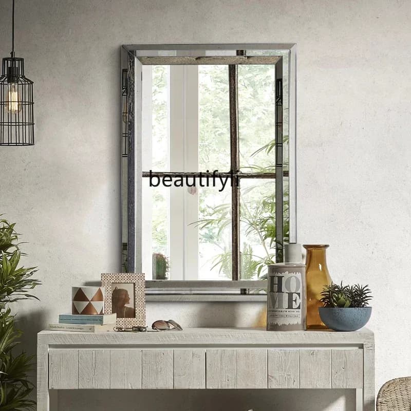 Asmt56 Specchio quadrato Spogliatoio da bagno nordico, specchio moderno con modellazione semplice, specchio artistico creativo