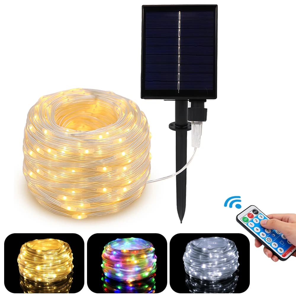 Luci a stringa solari a LED da 32m per esterni, impermeabili, con filo di rame, luci a stella per decorazioni da giardino, matrimoni, feste e balconi