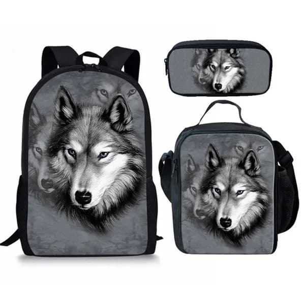 Classic Popular Novelty Cat Animal horse 3D Print 3pcs/Set pupil School Bags Laptop Daypack Backpack Lunch bag Pencil Case