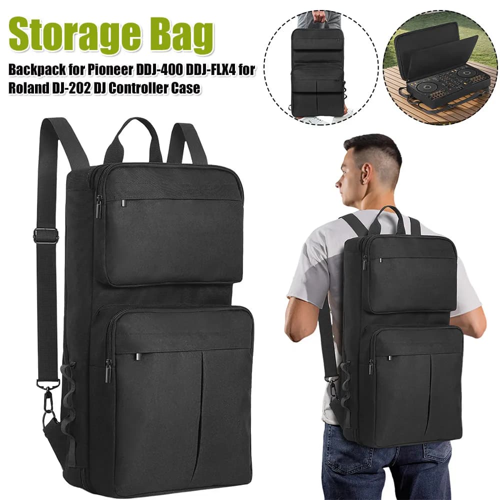 DJ Backpack for Pioneer DDJ-400 DDJ-FLX4 for Roland DJ-202 DJ Controller Travelling Case Adjustable Shoulder Strap Storage Bag
