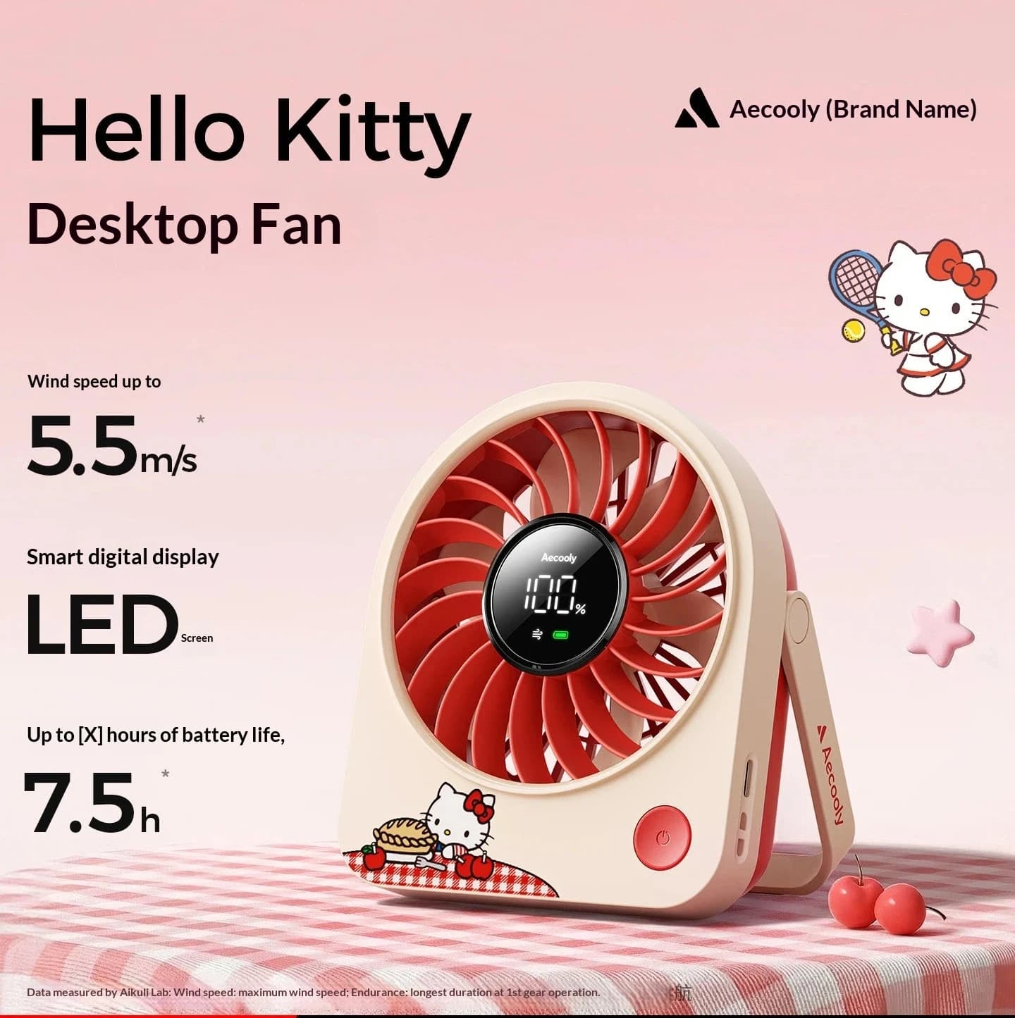 Sanrio Hello Kitty Cute Mini Portable Usb Rechargeable Fan Ultra Quiet Long Battery Life Office Dormitory Bedroom Handheld