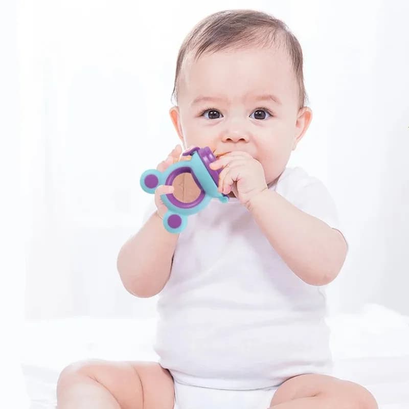 Alimentatore per Frutta per Neonati, Massaggiagengive in Silicone, Clip per Ciuccio, Accessori per Bambini Senza BPA