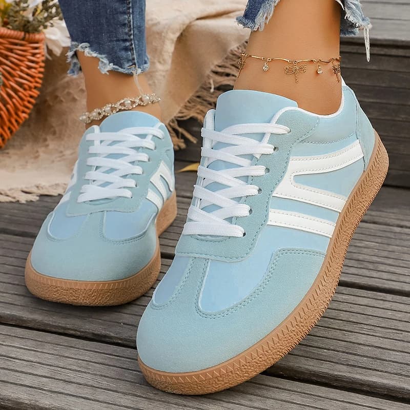 Sneakers con plateau azzurro donna 2026 scarpe sportive casual con suola spessa con lacci primaverili scarpe basse antiscivolo leggere e confortevoli da donna