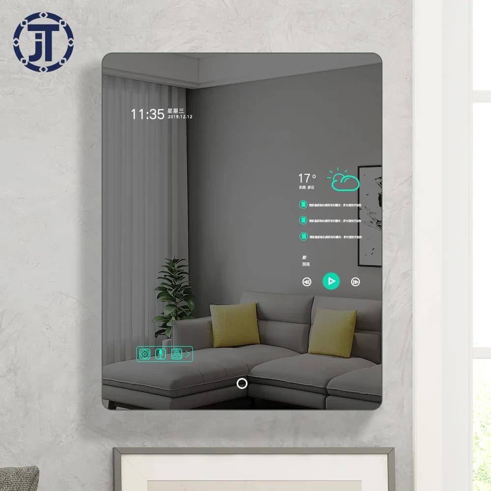 Custom Size Smart Bathroom Full Hd Tv Mirror Magic Display Digital Advertising Mirror Android Wall Mounted Lighted Mirror LED Li