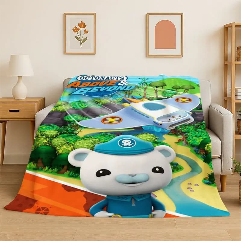 Cute Cartoon The Octonauts Barnacles Flannel Blanket Soft Warm Throw Blanket for Bedroom Living Room Bed Travel Picnic Gift