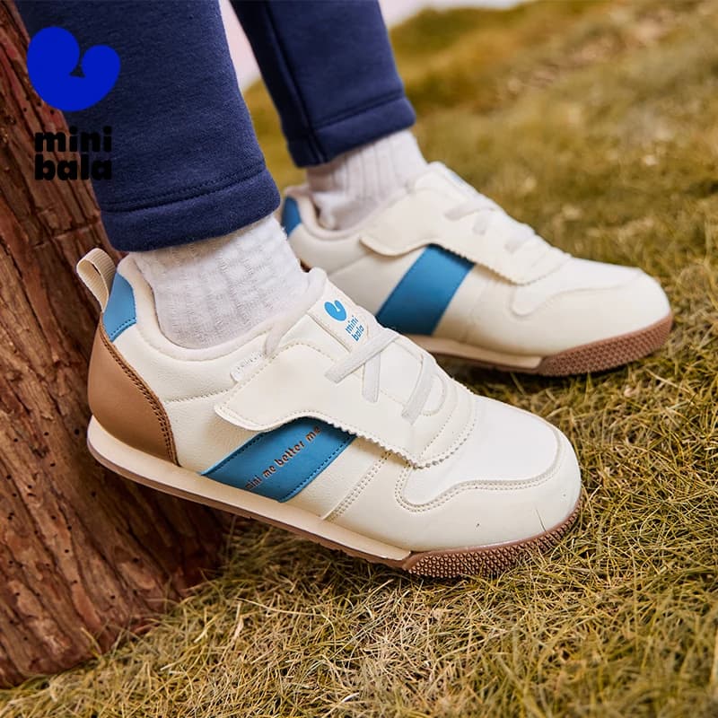 Mini Bala Kids Walking Shoes Winter New Slip Resistant Lightweight Plush Lined Beginner Shoes