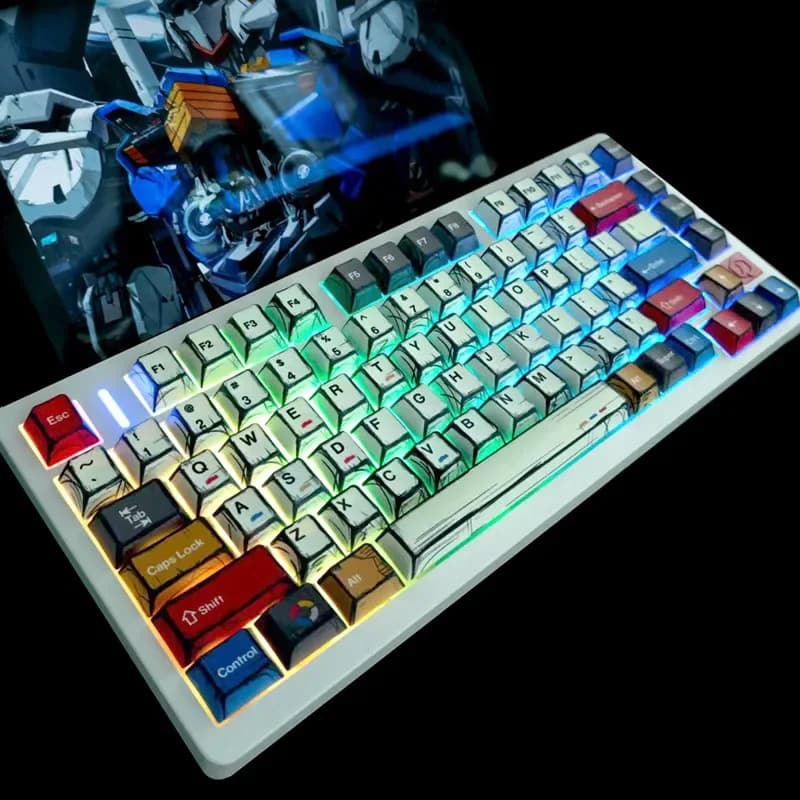Comic wind super-combustible PBT keycap original five-sided sublimation adaptation mechanical keyboard 68/75/104