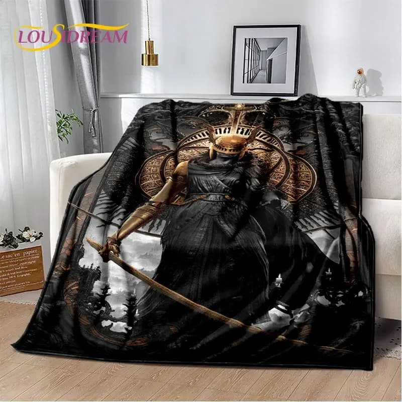 Coperta Morbida in Peluche Stampata in 3D a Tema Elden Ring, Coperta in Flanella per Soggiorno, Camera da Letto, Divano, Picnic