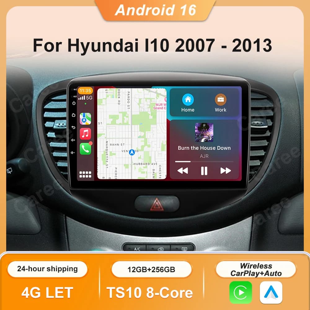 Android Carplay Auto Car Radio For Hyundai I10 2007 - 2013 CarPlay Auto GPS Recorder Multimedia video Player 4G+WiFi DSP No 2din