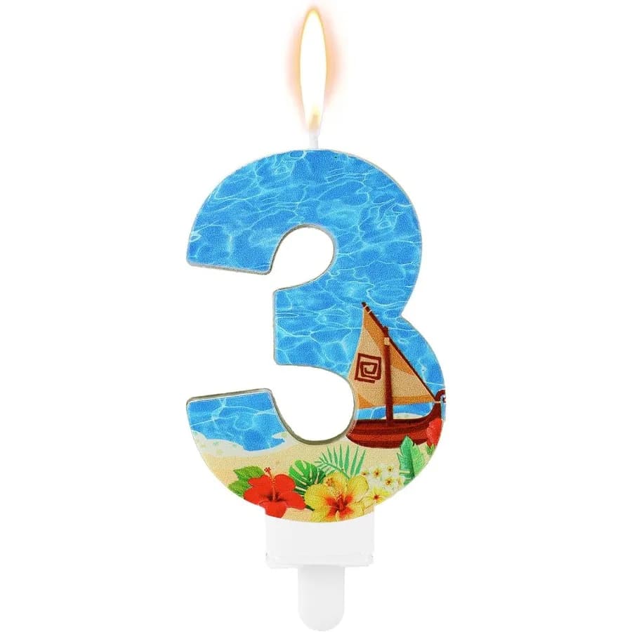 Candela con numero di compleanno Tema spiaggia Candela per festa di compleanno Barca a vela Decorazione per festa di compleanno Paraffina Candela con numero di mare blu