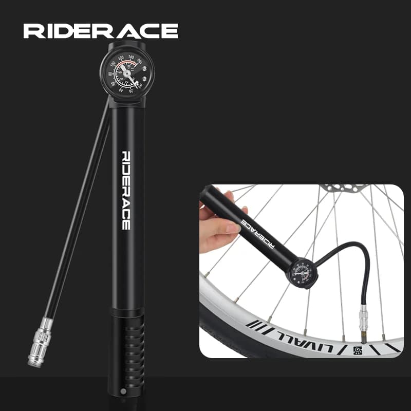 Gonfiatore per bicicletta con manometro Gonfiatore portatile per pneumatici a mano in lega di alluminio Pompa per bici da strada MTB per valvola AV FV Presta Schrader