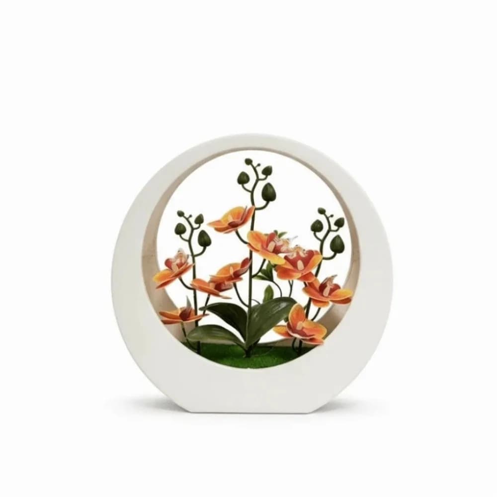 Ornaments Artificial Orchid Pot Plant Home Decor Moon Shape Orchid Potted Plant Decorative Floral Art Imitation Flower Bonsai