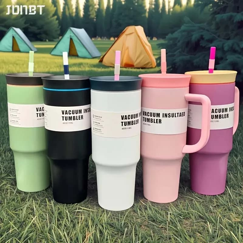 Borraccia Termica da 40oz in Acciaio Inossidabile con Manico e Cannuccia, Borraccia Sottovuoto a Doppia Parete, Tazza da Viaggio per Auto, Contenitore Isolato per Bevande Calde e Fredde