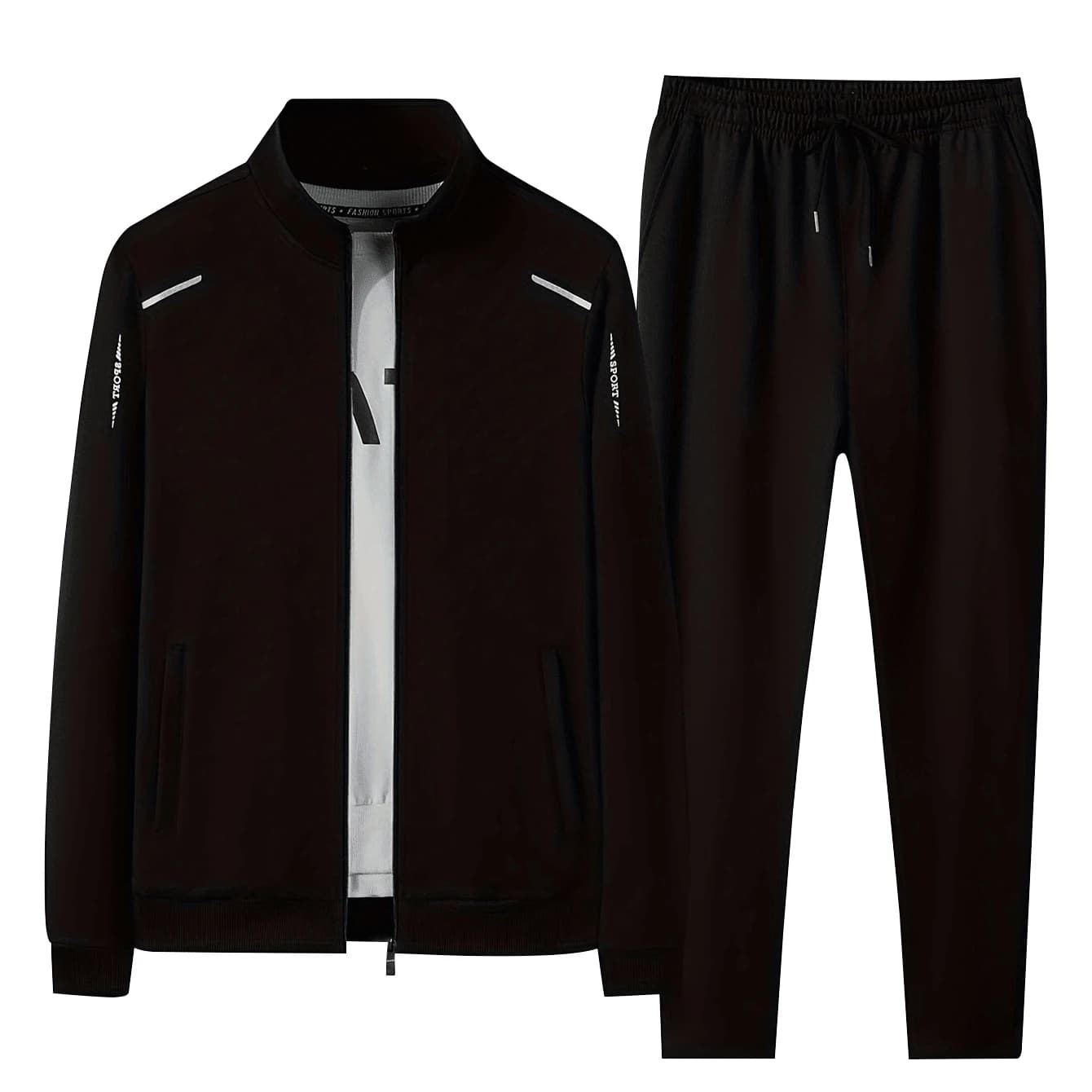Men's casual and autumn sports clothing set with raised collar, race and fitness suit for men