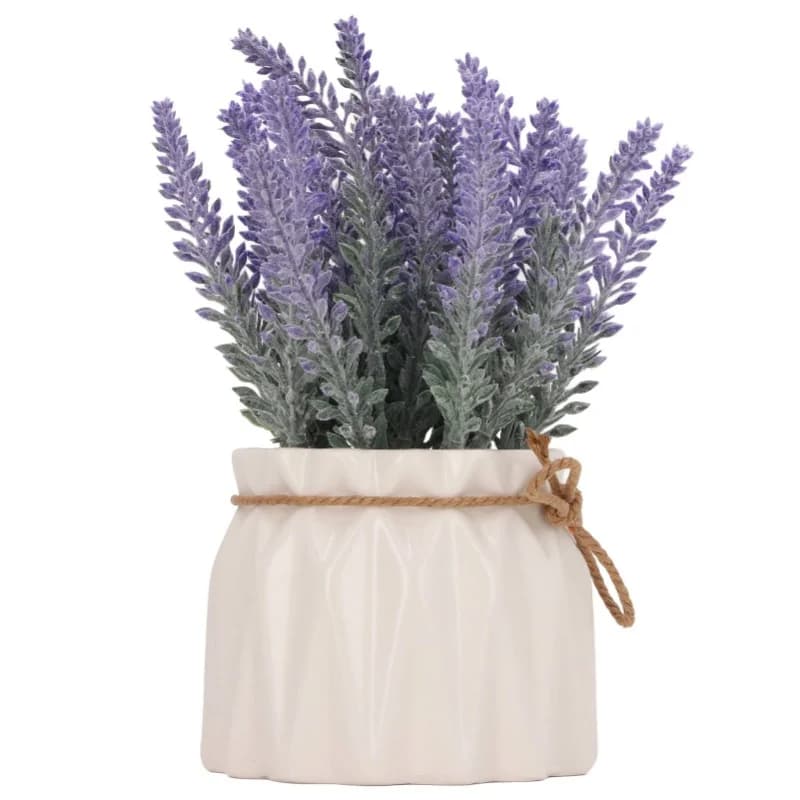 Small Artificial Plants in Vase, Mini Fin Plants in Vase, Ornament for Interior and Exterior, Home Decoration 7146C 02 Vase Plissettato