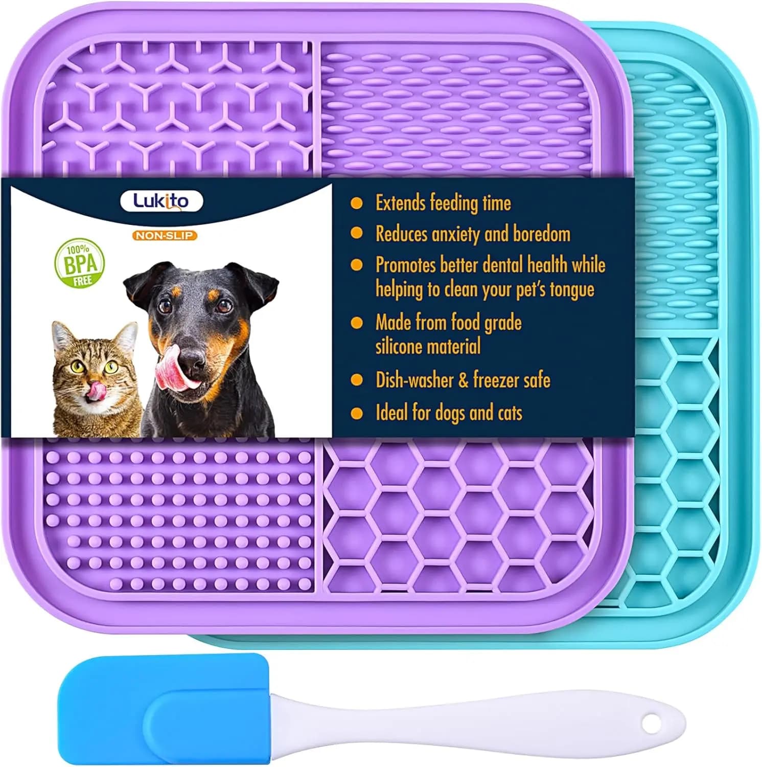 2 Tappetini per cani con ventose, tappetino anti-ansia, mangiatoia lenta per bagno, toelettatura e addestramento