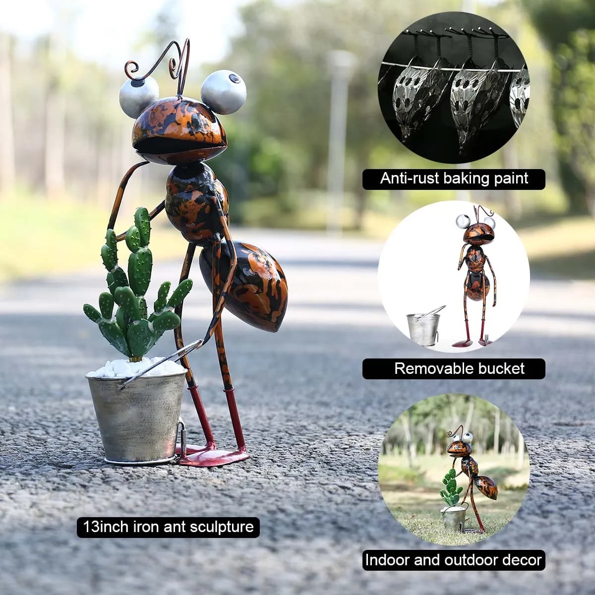 Ants Sculpture Cartoon Ants Garden Desktop Decoration for Succulent Flower Pots desk decor flower pot garden decortion