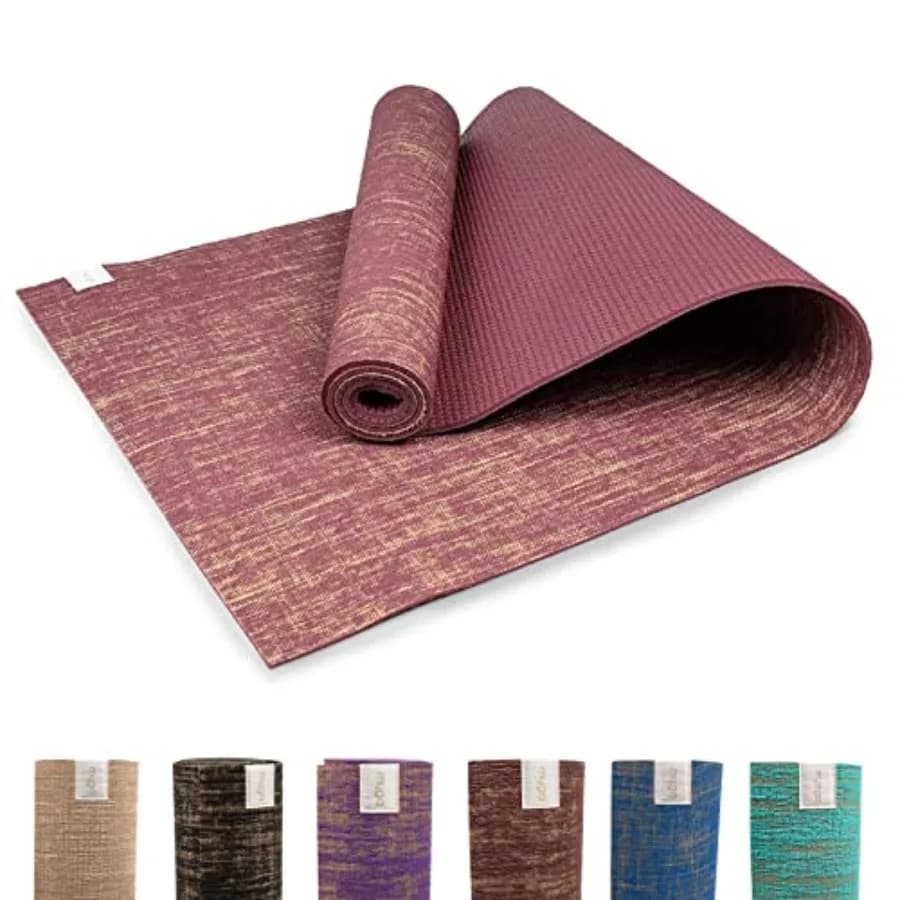 Tappetino Yoga in Juta ad Alte Prestazioni, Vegano, per Esercizi a Terra, Ecologico, Biodegradabile, con Base in PVC, 183 x 61 cm, Spessore 0,5 cm