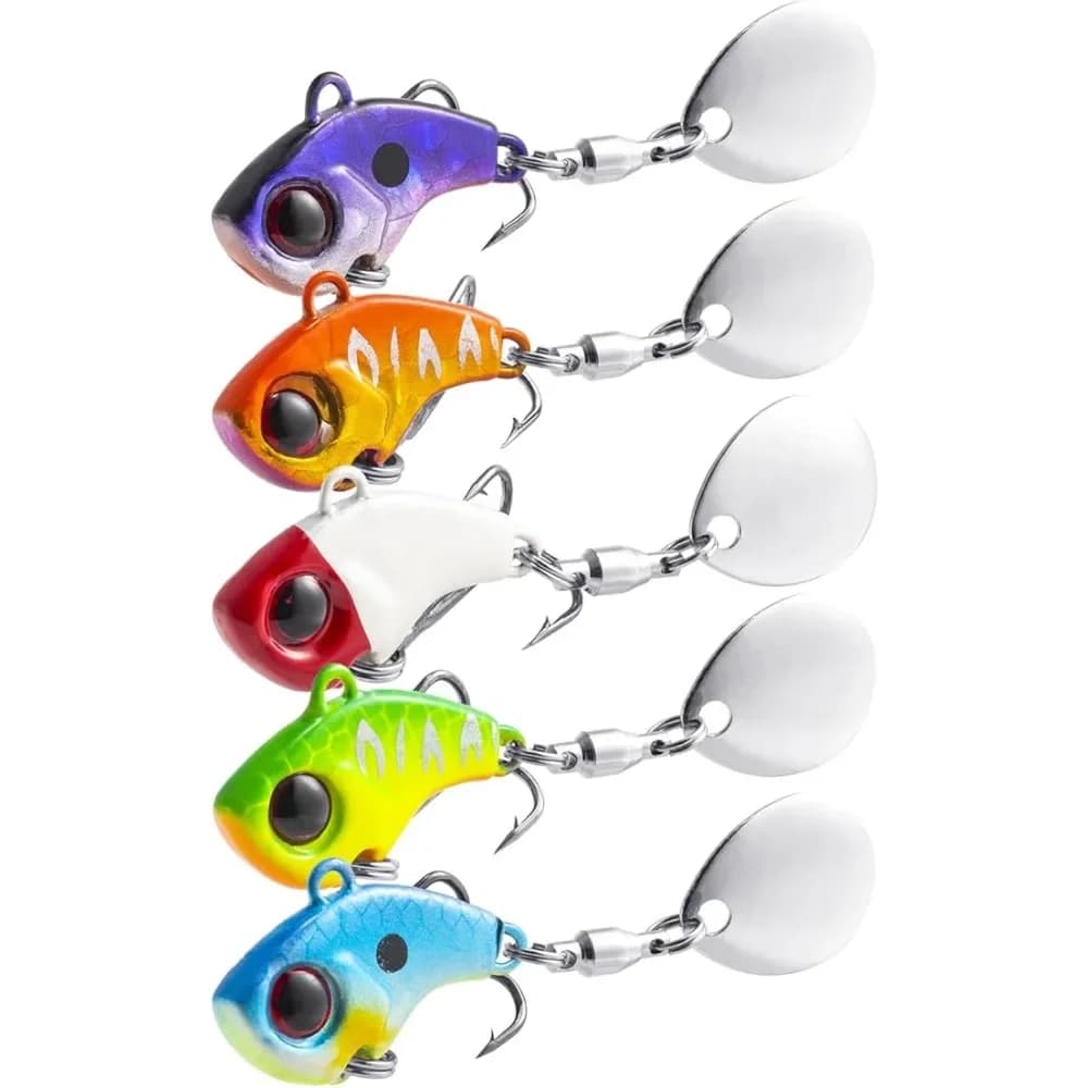 Goture 6g/10g Richiamo di Pesca 3D Occhi Rossi Jig Spinner Set Spinner Pesca Spinner Blade Esca per Spigola Trota Acqua Dolce Acqua Salata