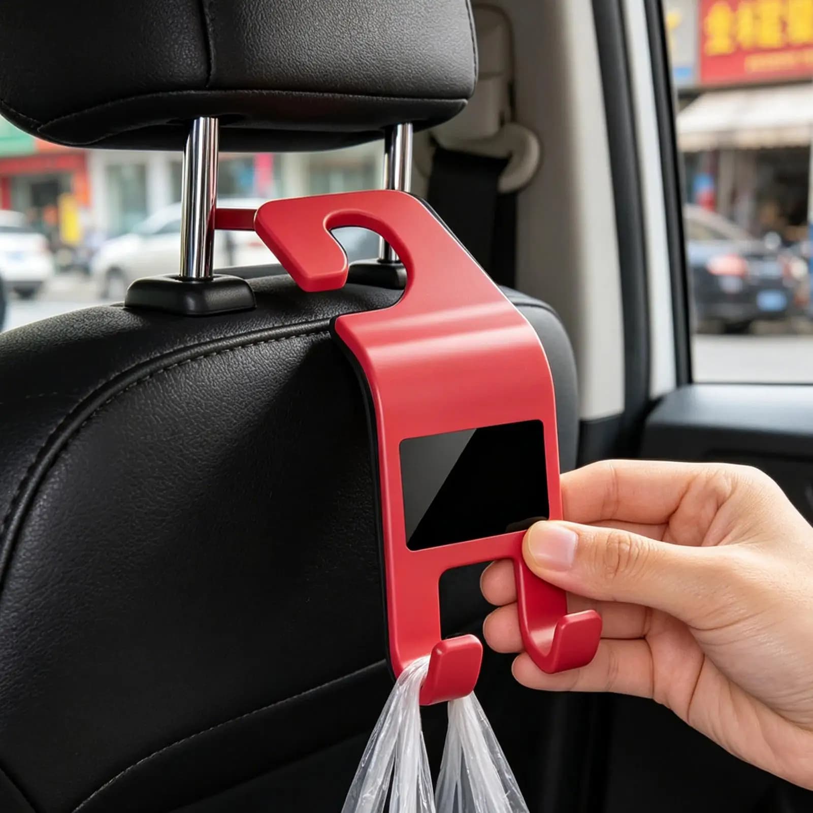 Nuovi Ganci Robusti per Poggiatesta Auto, Organizzatore Antiscivolo Portatile per Borse, Vestiti e Spesa