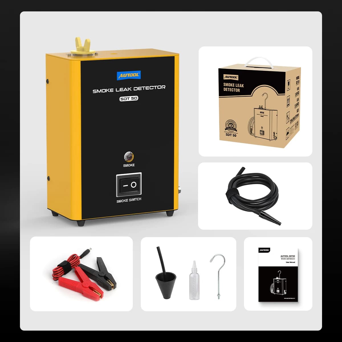 Rilevatore di Vuoto Motore AUTOOL SDT50, Attrezzatura per la Cura dell'Auto, Tester Fumo per Sistema EVAP, Strumento per la Rilevazione di Perdite