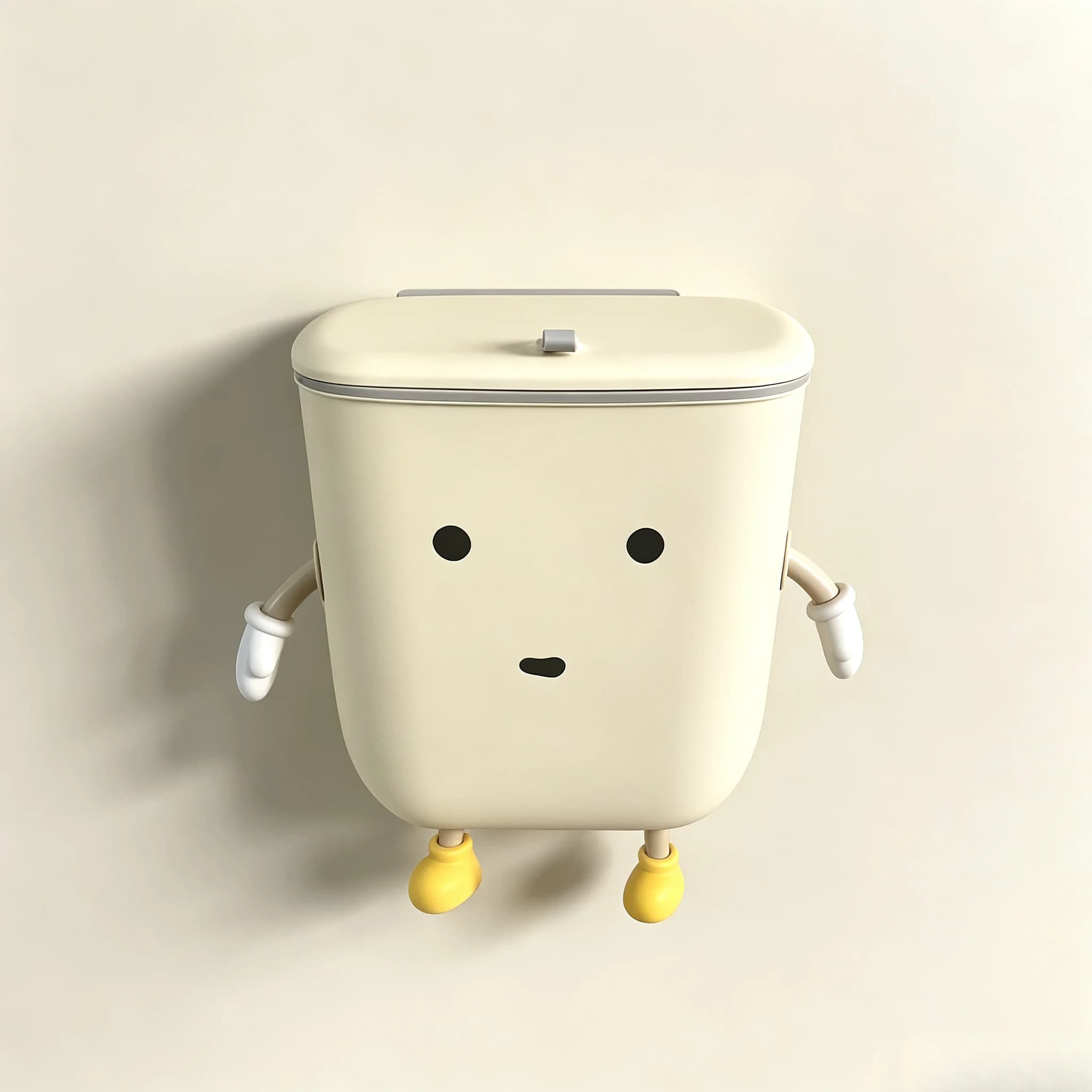 Cute Wall‑Mount Hanging Trash Bin with Flip Lid, Cartoon Character Cabinet Door Garbage Can, Space‑Saving Plastic Waste Bucket for Kitchen Office Bedroom