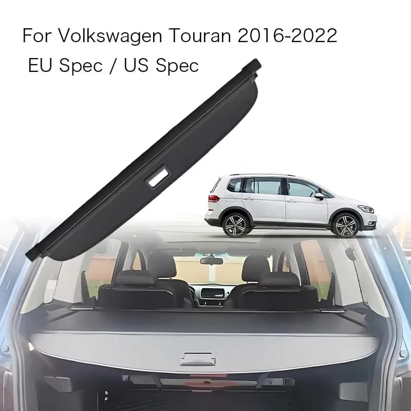 Copertura organizer per bagagliaio auto per Volkswagen Touran 2016-2022 MK2, specifica EU/US, tendina parasole per portapacchi posteriore