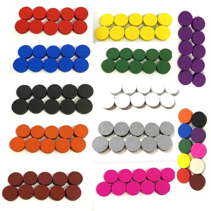 50 pezzi 15*5MM 11 colori dischi in legno dischi da gioco pedone pezzi scacchi colorati per gettoni accessori per giochi da tavolo
