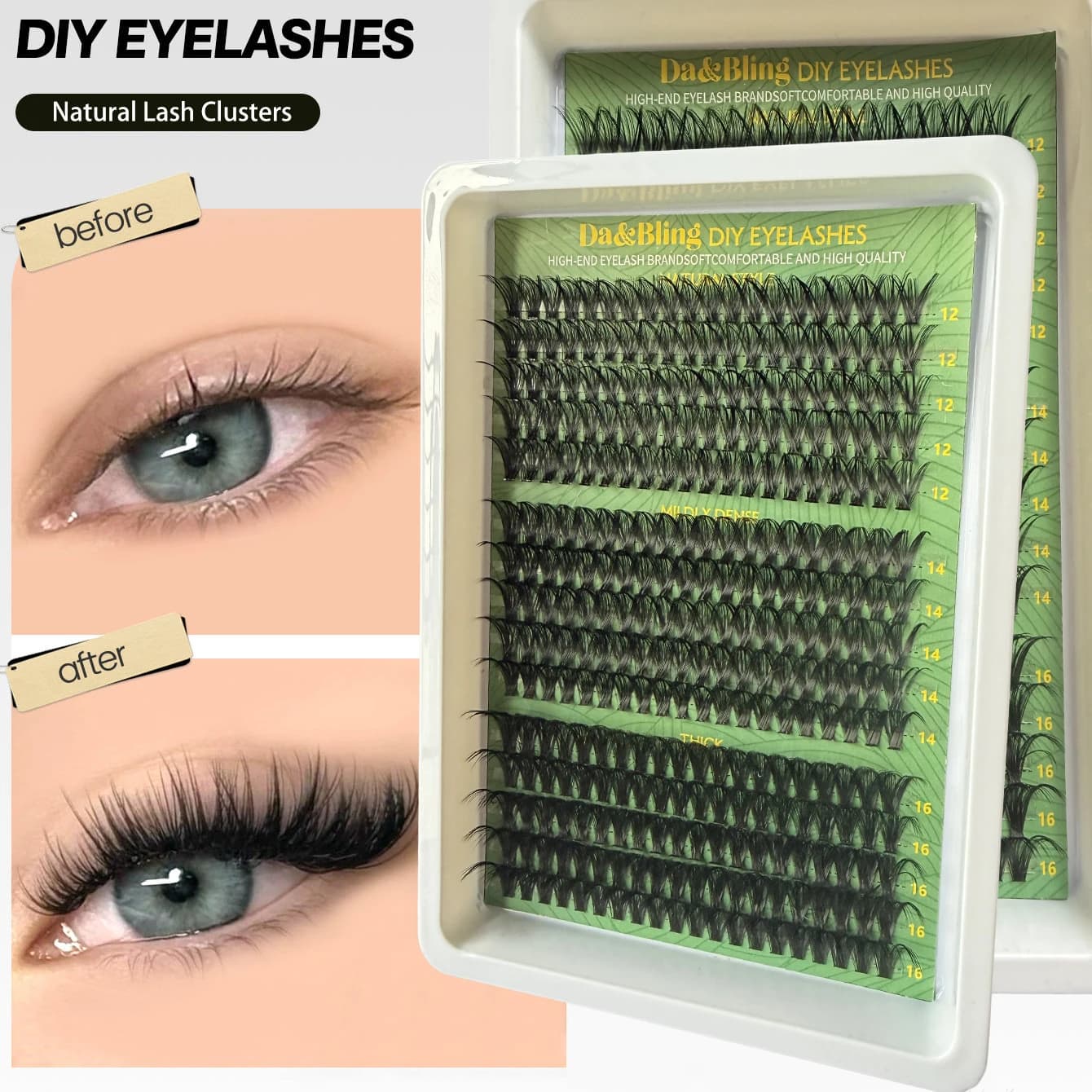 300 Ciglia Finte in Visone 60D/80D Mirrors, Extension Ciglia Sottili 0.05mm, Volume Russo 3D, Individual Locks for a Make-up Easy