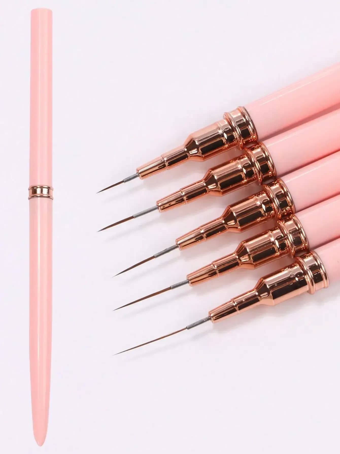 5-Pcs Nail Line Brush Set Slender Line Stripe Paintbrush UV Gel Painting Nail Design Pen Professional Nail Tools,Suitable For Nail Art Starter Manicure Salon Home DIY For Girls Women