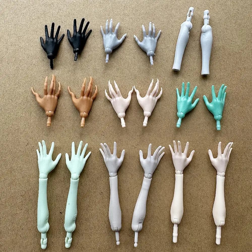 Mani e braccia lunghe di ricambio per bambole Monster Doll, accessori fai da te per giocattoli con tonalità di pelle colorate