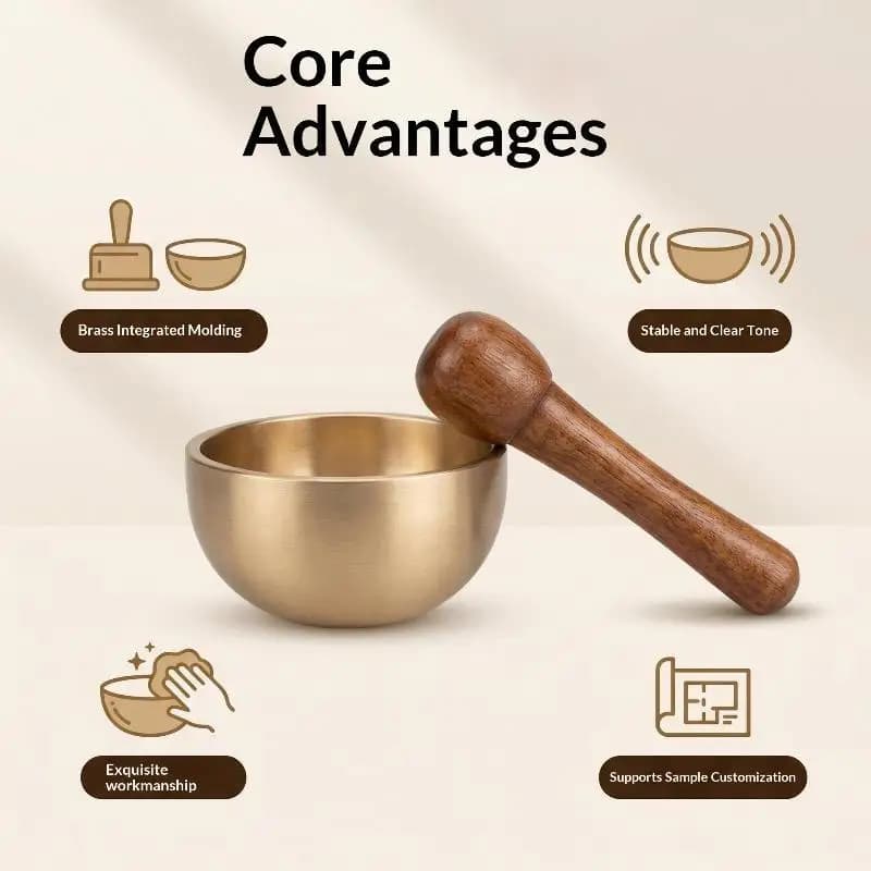 NEW Mini Copper Brass Chant Sound Bowl Calming Hand Therapy Sandalwood Accessory For Relax Meditation Harmonious Sound Healing