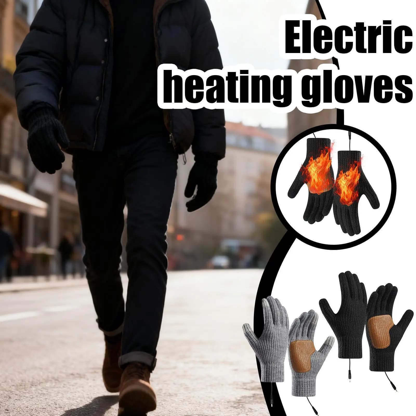 USB Heated Gloves Rechargeable Ski Eletric Thermal Heat Gloves Winter Warm Skiing Gloves for Snowboarding Mountaineering Riding