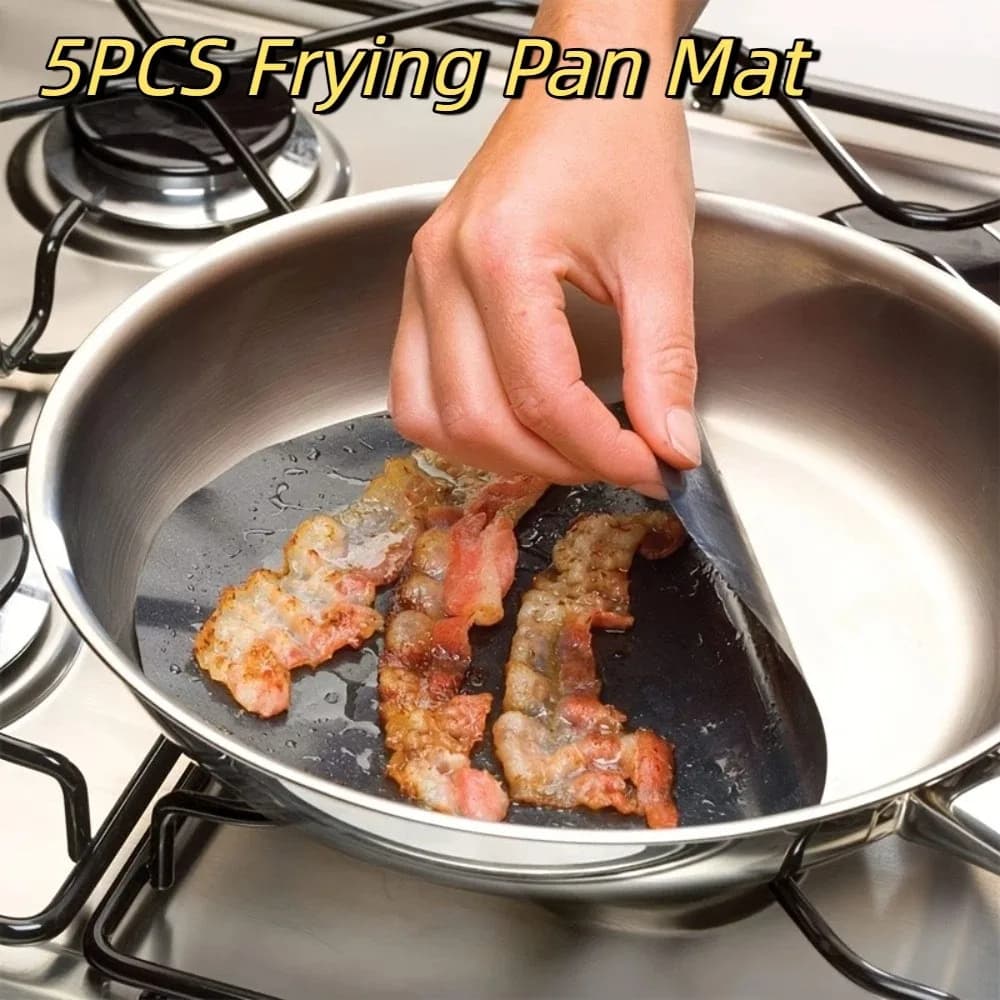 5 Piece Multi-functional Round Frying Pan Mat Nonstick Reusable Fry Sheet Liner Heat-resistant Cutting BBQ Mat Cooking
