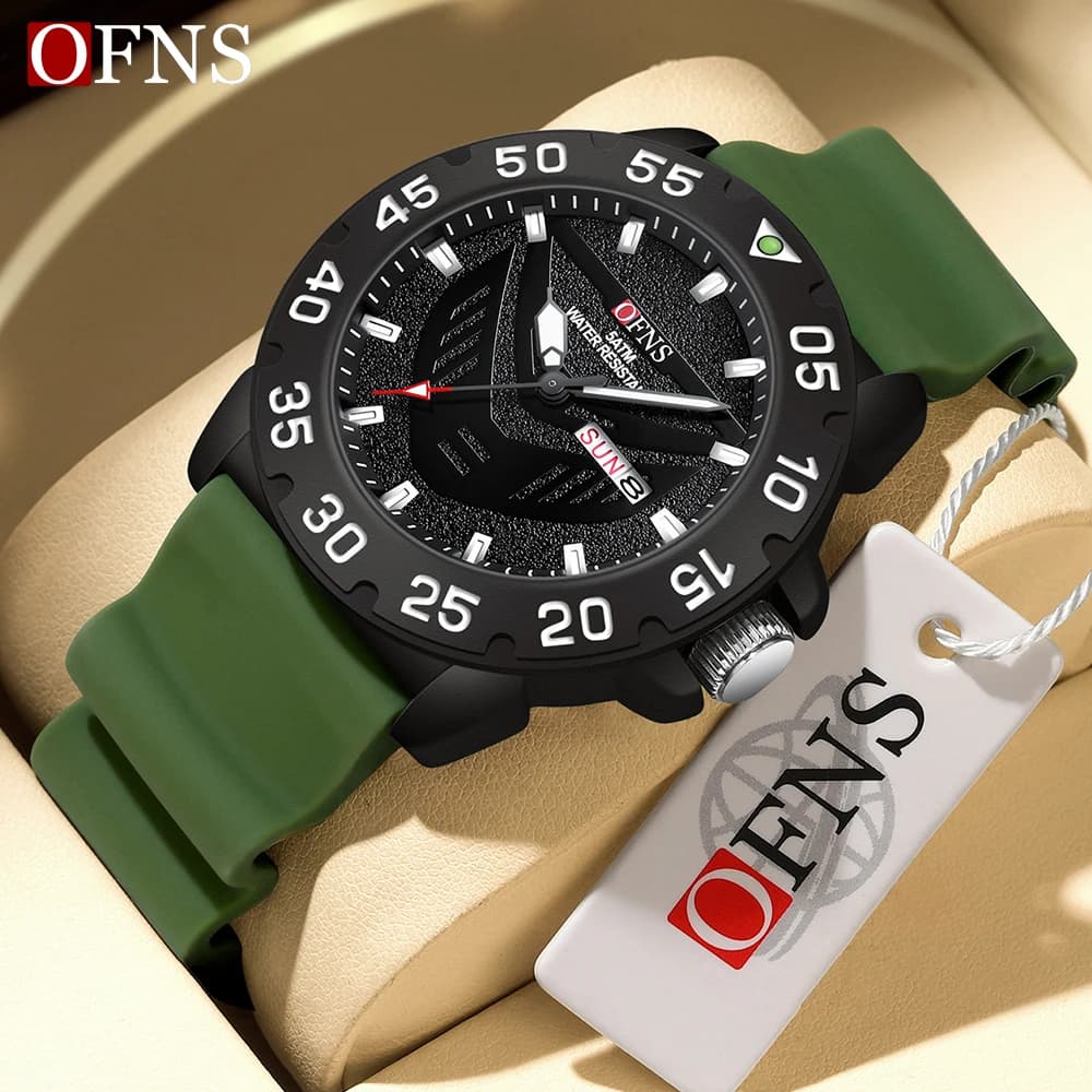 OFNS nuovo arrivo orologio al quarzo da uomo di marca superiore di lusso orologio da polso luminoso settimanale calendario impermeabile multifunzionale