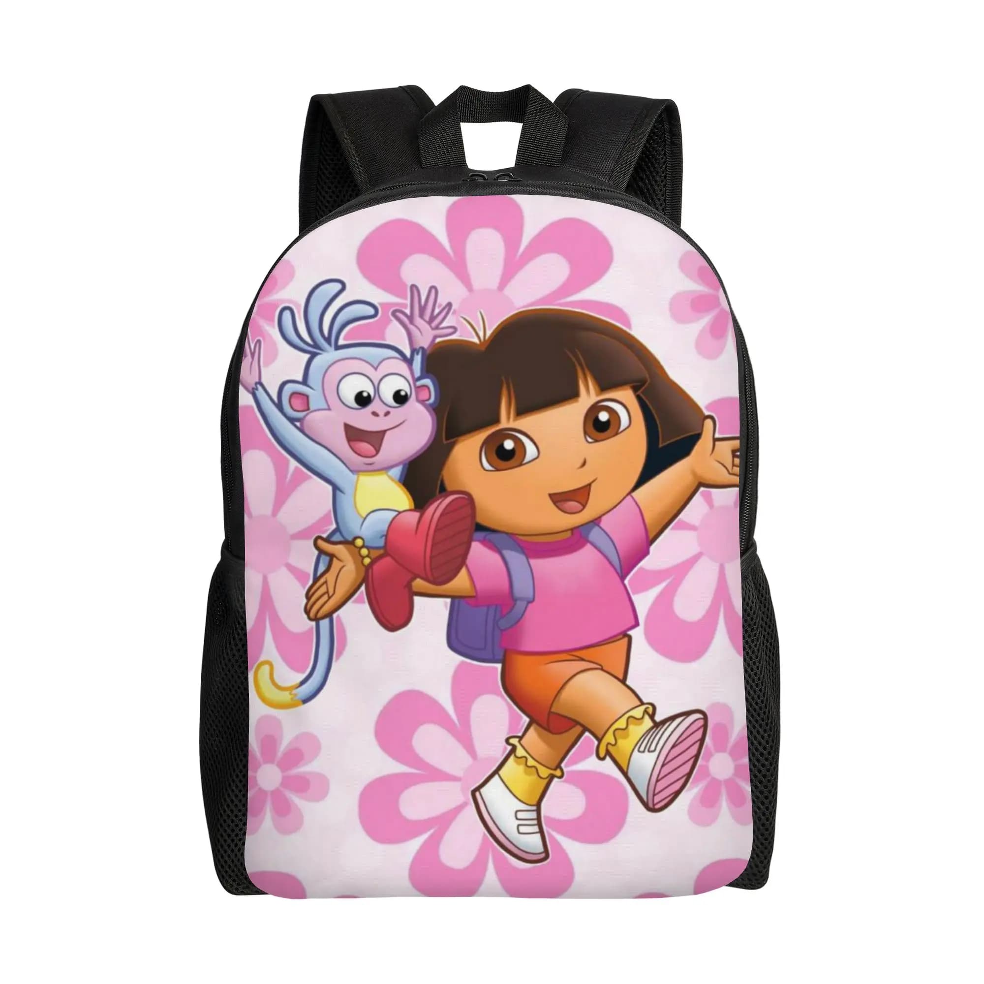 Flower Doraa-Explorers Cartoon Backpack for Men Women Cool High School Work Daypack Laptop Computer Canvas Bags Sports