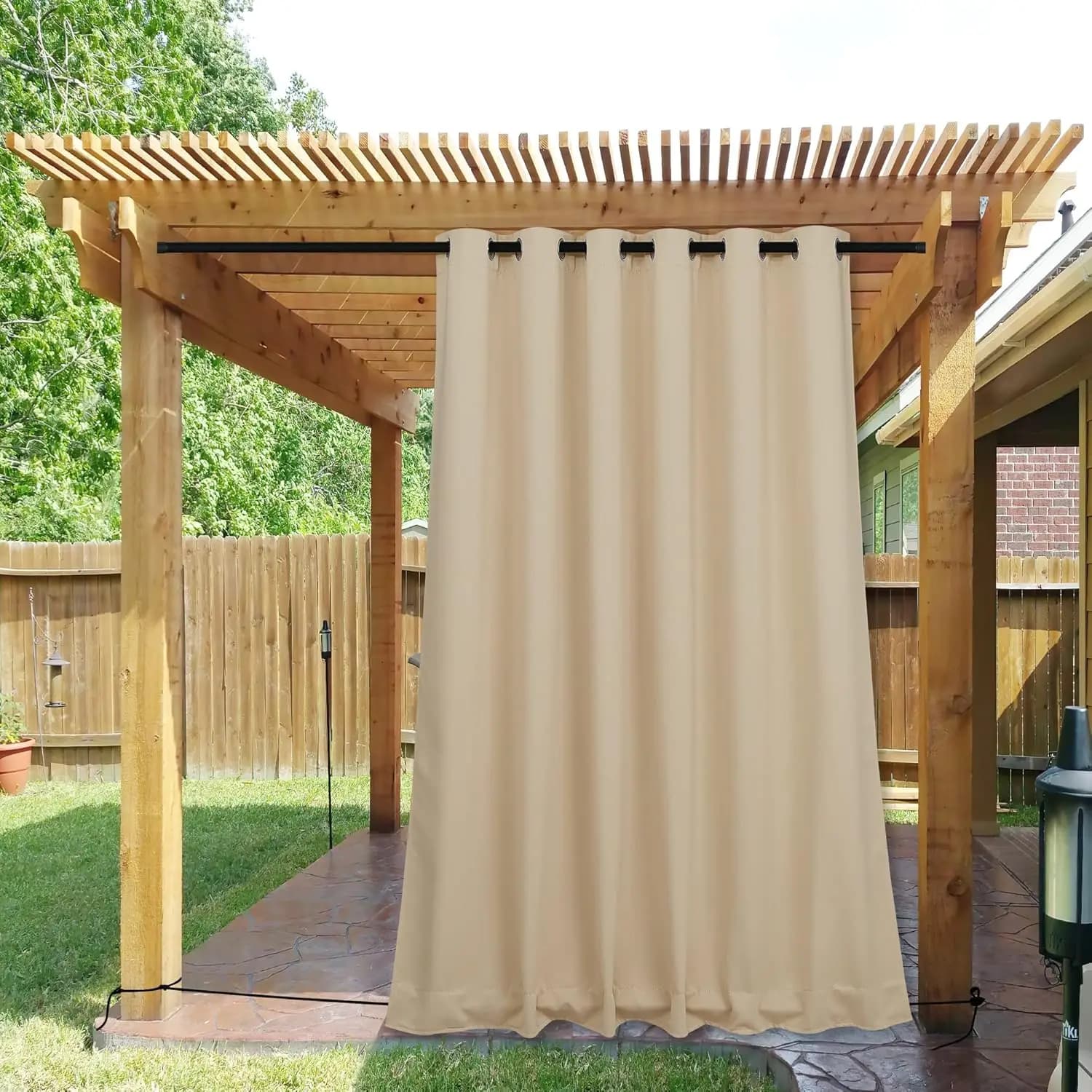 Tende Oscuranti Pesanti Nere per Patio, Impermeabili con Occhielli Superiori e Inferiori, Tende da Esterno Fisse Antivento Termoisolanti per Portico