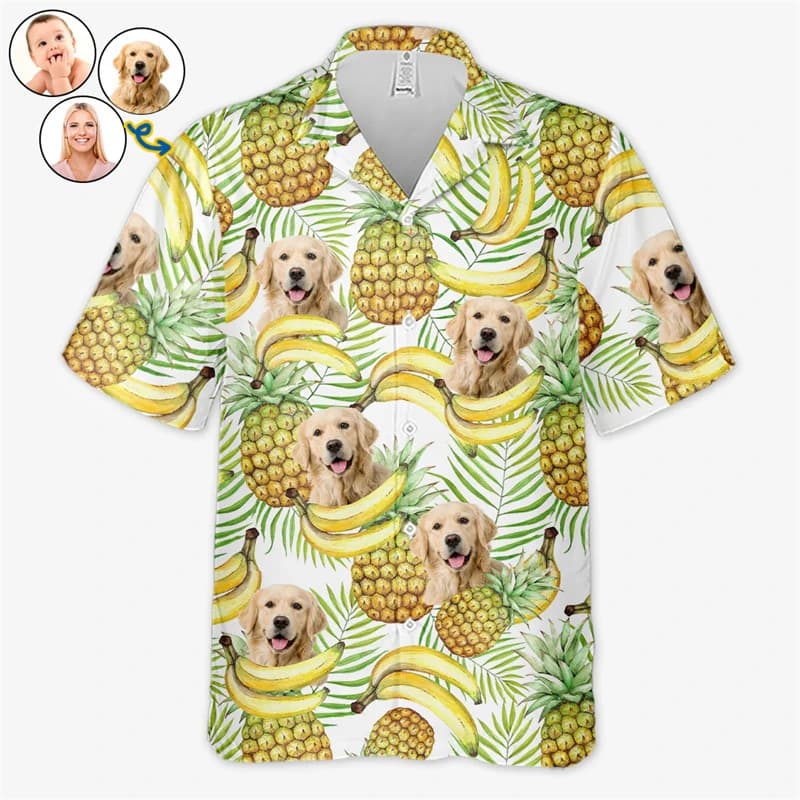Pet Dog Cat Photo Shirts For Men Clothing Custom 3D Print Hawaii Beach Shirt Y2k Top New Summer Clothes Lapel Casual Kids Blouse