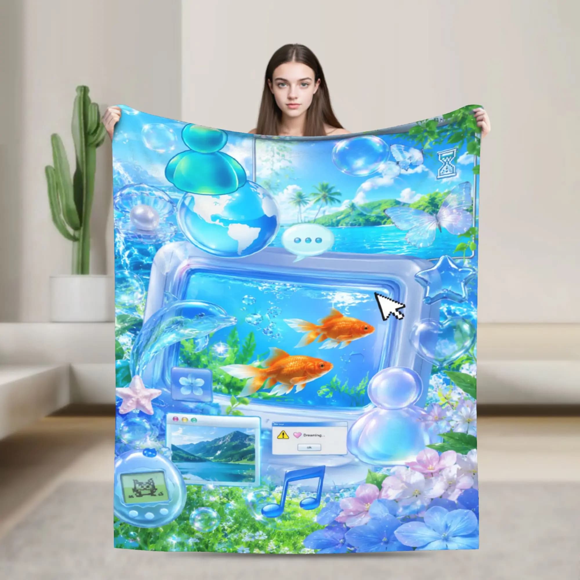 Frutiger Aero Soft Warm Blanket Travel Plush Throw Blanket Novelty Outdoor Flannel Bedspread Sofa Bed Cover