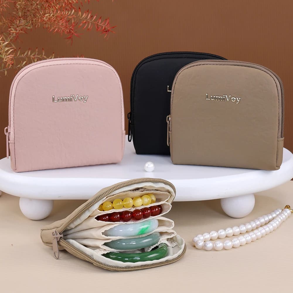 Fashion Luxury Multi-layer Jewelry Organizer Bag Portable Travel Compact Storage Pouch for Bracelets Rings & Small Accessories